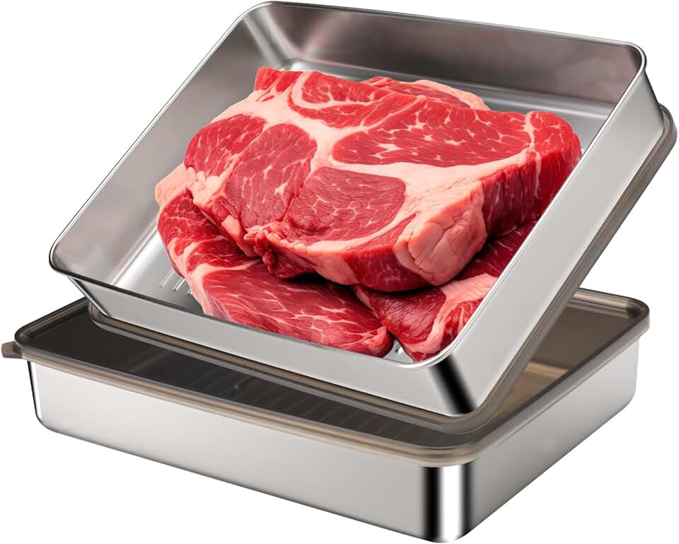 Set of 2 stainless steel bacon storage containers