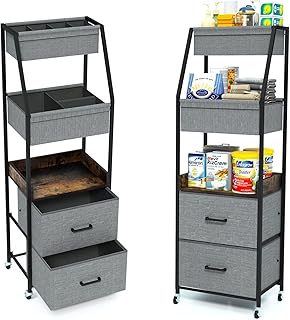 5-Tier Baby Diaper Caddy with Drawers and Wheels