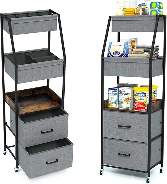 5-Tier Baby Diaper Caddy with Drawers and Wheels