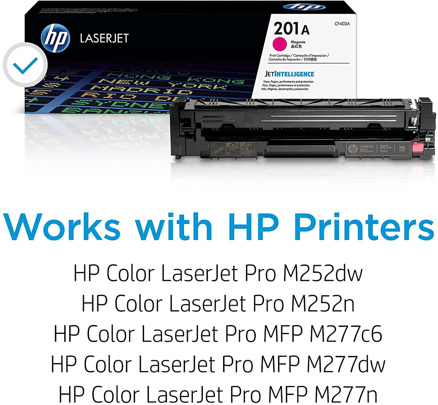 Original 201A Magenta Toner Cartridge | Works with Color LaserJet Pro M252, Color LaserJet Pro MFP M277 Series | CF403A