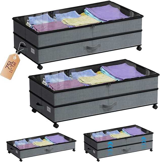 Large 90L Under Bed Storage with Wheels and Lid