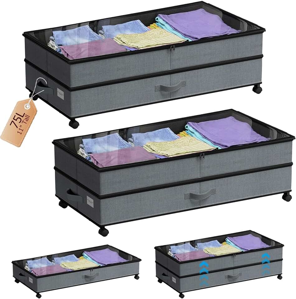 Large 90L Under Bed Storage with Wheels and Lid