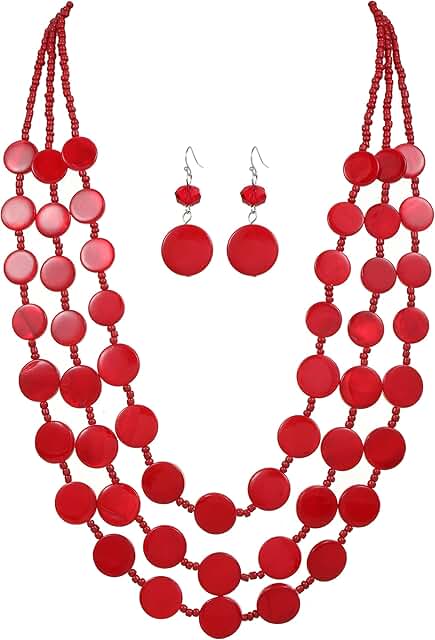 Colorful Chunky Beaded Necklace and Earring Set for Women
