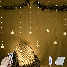 Warm White 200 LED Curtain String Lights with Remote
