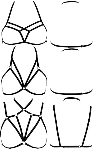 Three-piece women's hollow elastic bra harness set