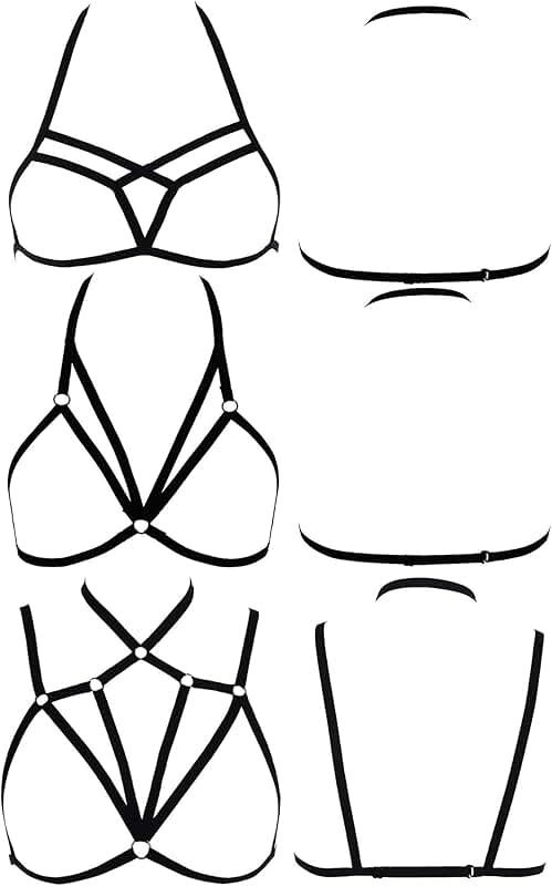 Three-piece women's hollow elastic bra harness set