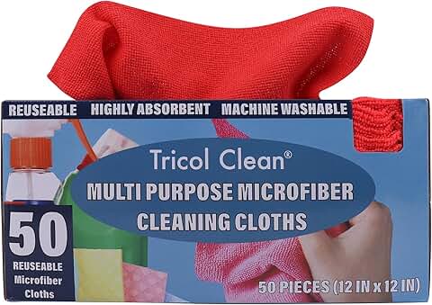 Reusable Edgeless Microfiber Cleaning Cloths, 50 Pack