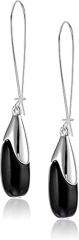 Women's Black Bead Long Drop Earrings