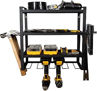 4-Layer Wall Mount Power Tool Organizer in Black