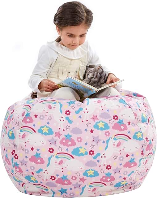 Large plush toy storage bean bag chair cover for kids