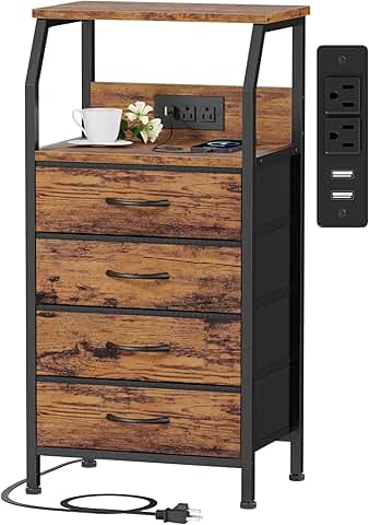 Nightstand with Charging Station and Storage Tower