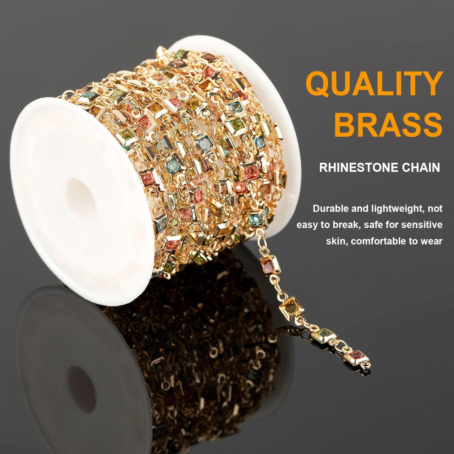 Colorful Rhinestone Jewelry Chain Bulk for DIY Crafts