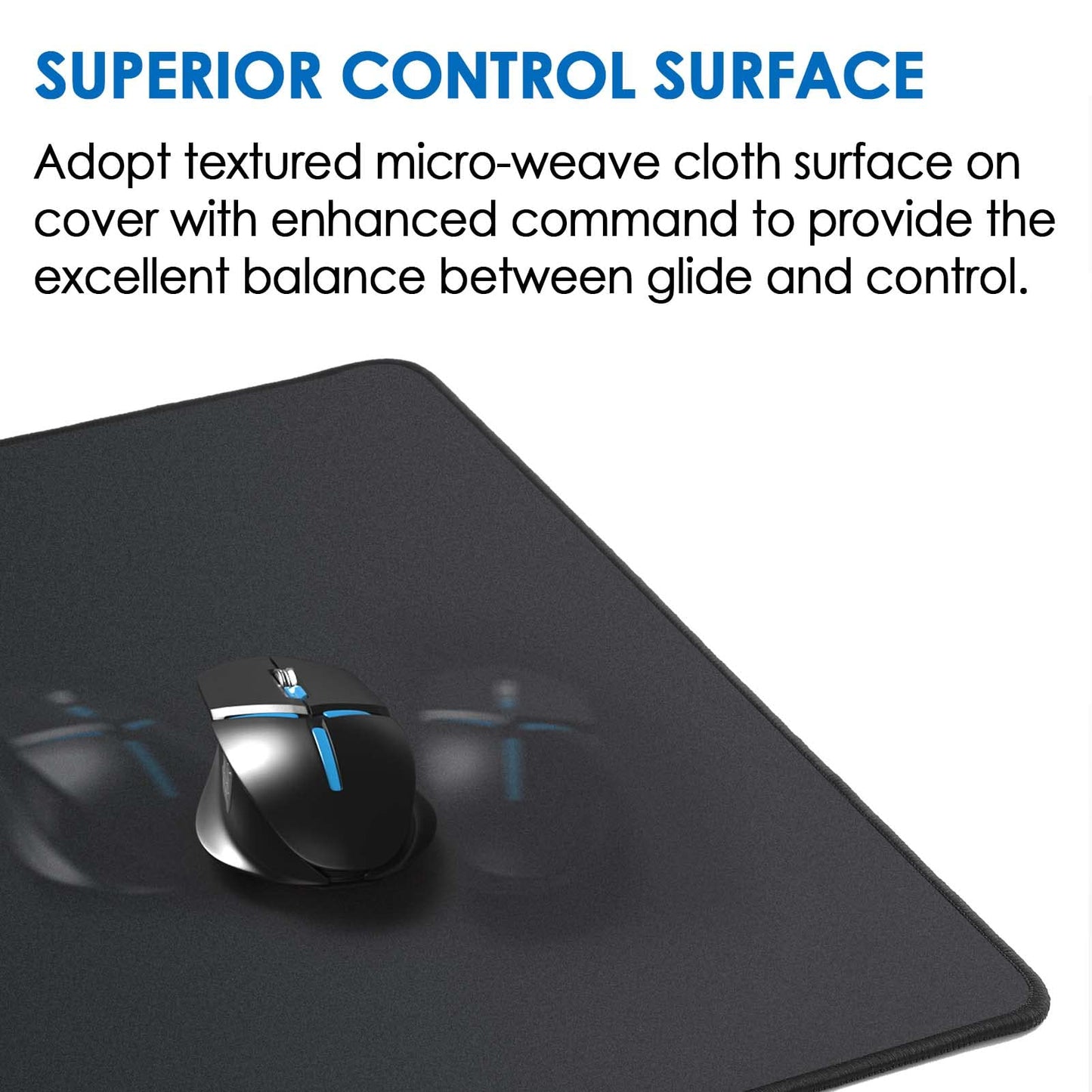 Large Gaming Mouse Pad with Stitched Edges, Extended Mousepad with Superior Micro-Weave Cloth, Non-Slip Base, Water Resist Keyboard Pad, Desk Mat for Gamer, Office & Home, 31.5 x 11.8 in, Black