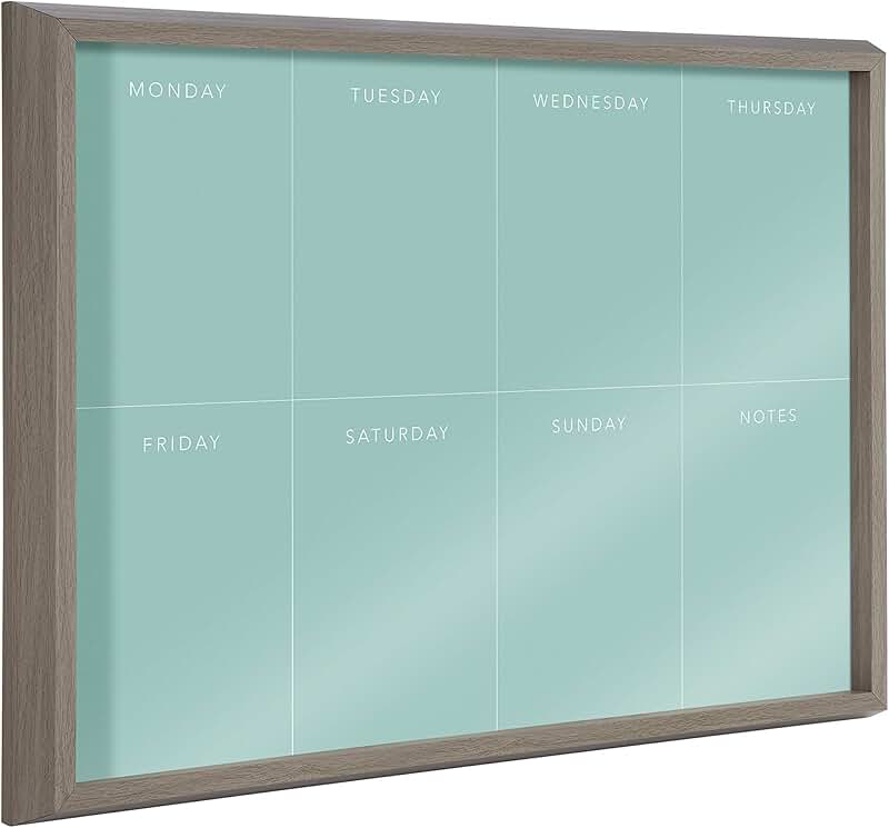 Framed Teal Glass Dry Erase Wall Art, 18x24