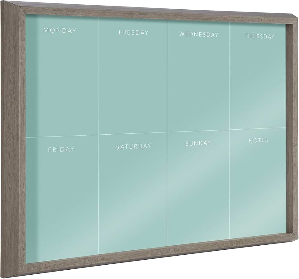 Framed Teal Glass Dry Erase Wall Art, 18x24