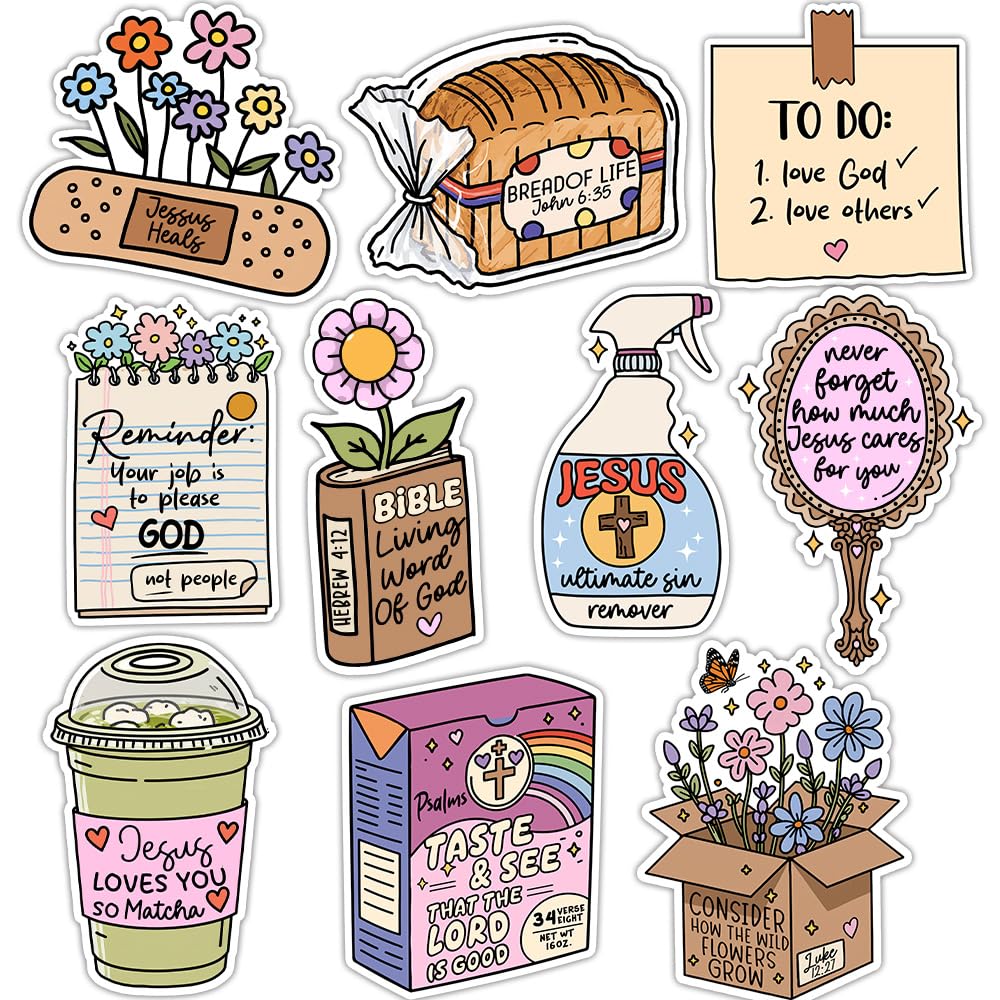 10 Pack of Cute Inspirational Jesus Quote Stickers