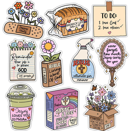 10 Pack of Cute Inspirational Jesus Quote Stickers