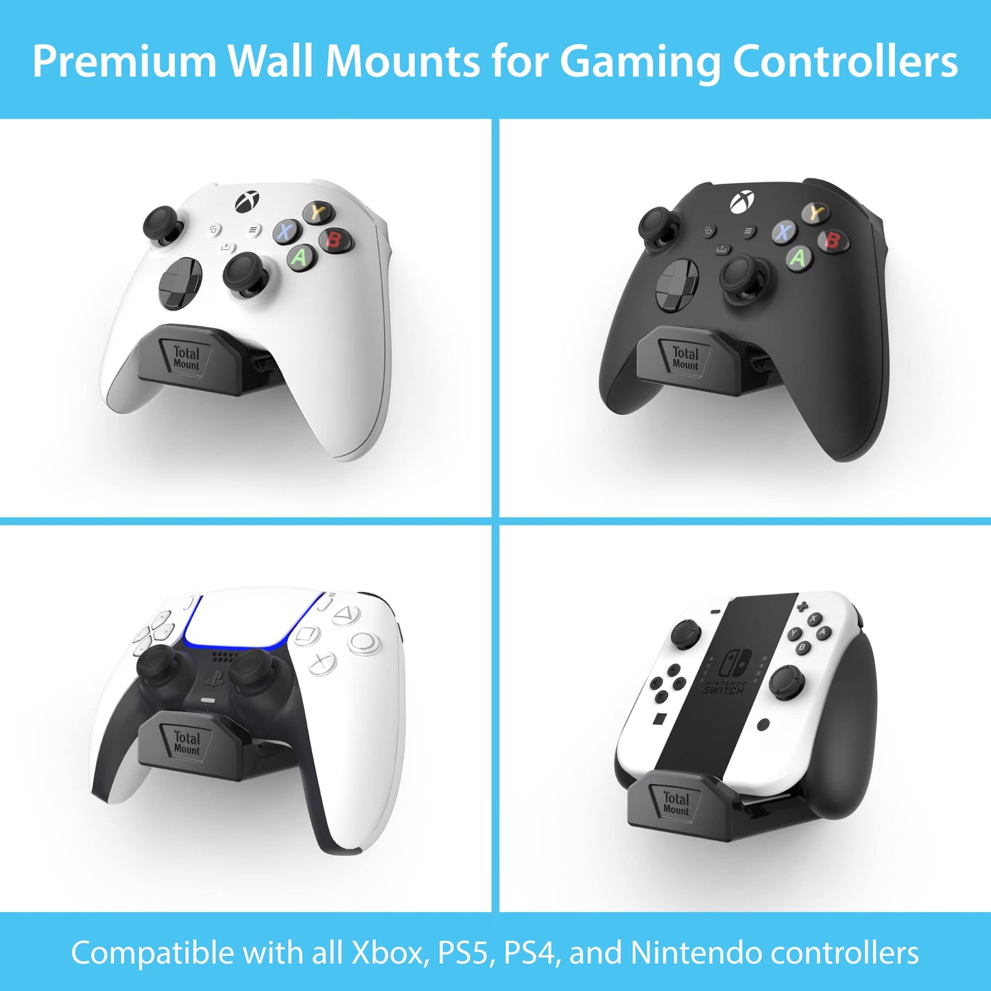 (1 Pack) Controller Wall Stand with Non-Slip Pad & Removable Adhesive for Xbox, PS5, PS4, and Nintendo - This Premium Holder Won’t Damage Your Wall with Screws or Permanent Adhesive