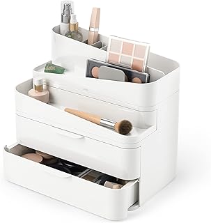 Large White Cosmetic Organizer with Removable Insert