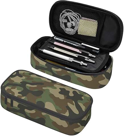Green Camo Pencil Case for School and Office