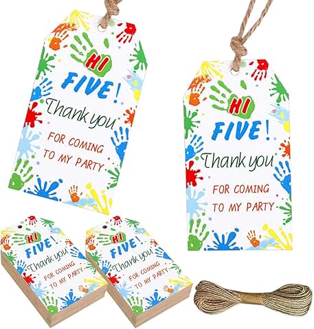 50 Party Favor Gift Tags for 5th Birthday and Events