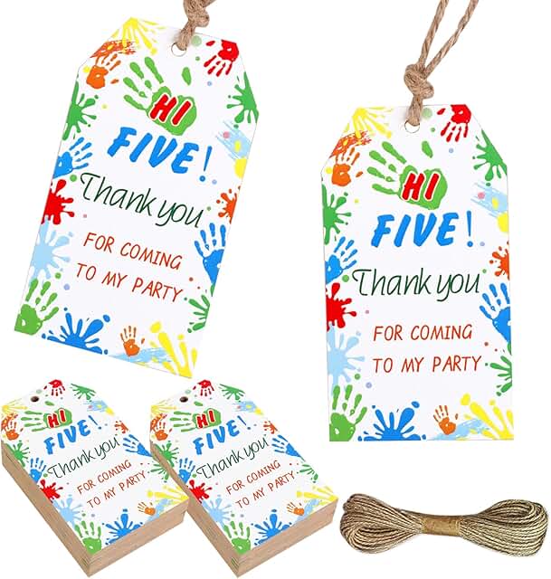 50 Party Favor Gift Tags for 5th Birthday and Events