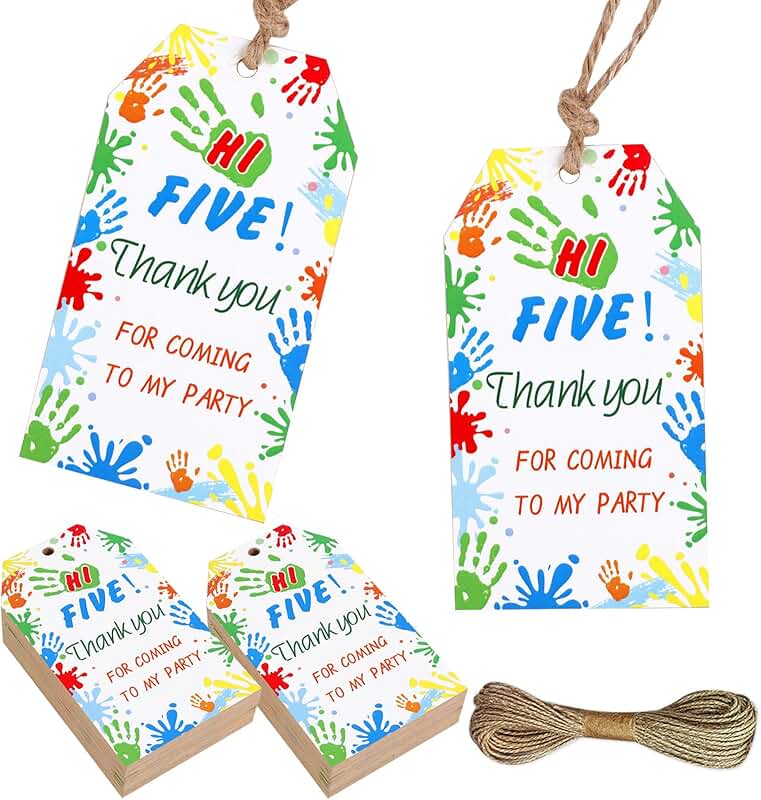 50 Party Favor Gift Tags for 5th Birthday and Events