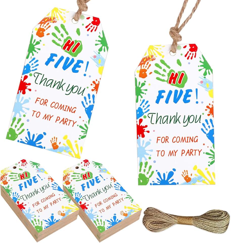 50 Party Favor Gift Tags for 5th Birthday and Events