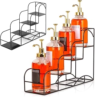 Iron syrup rack with four compartments for bottles