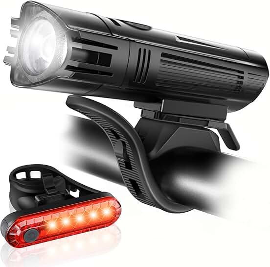 Bright USB Rechargeable Bike Light Set with 4 Modes