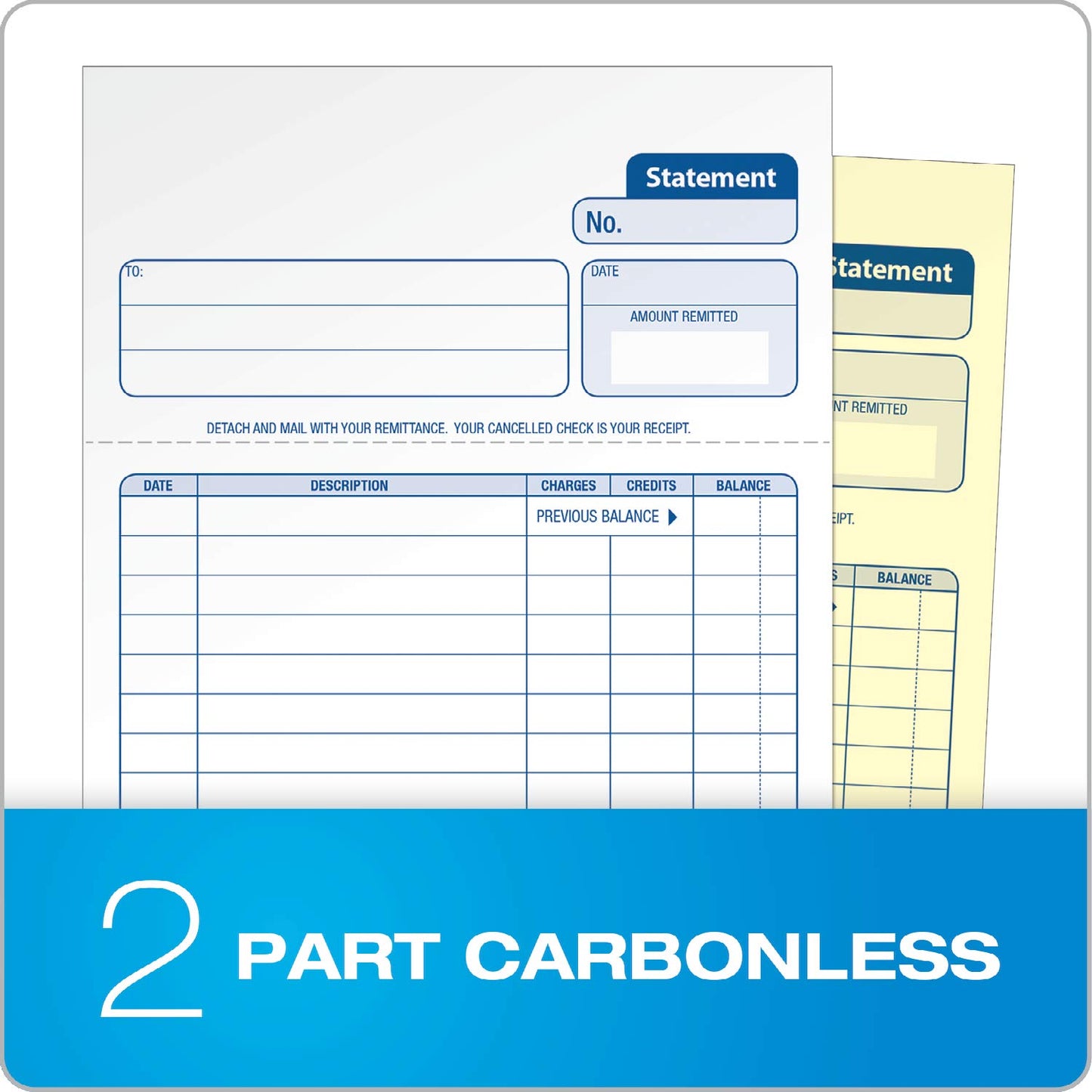 Two-Part Carbonless Statement Forms, 100 Sets