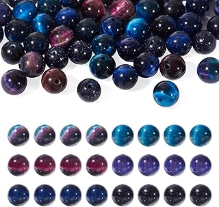 60pcs Galaxy Tiger Eye Beads for Jewelry Making