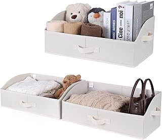 Set of 3 Large Fabric Storage Bins with Handles