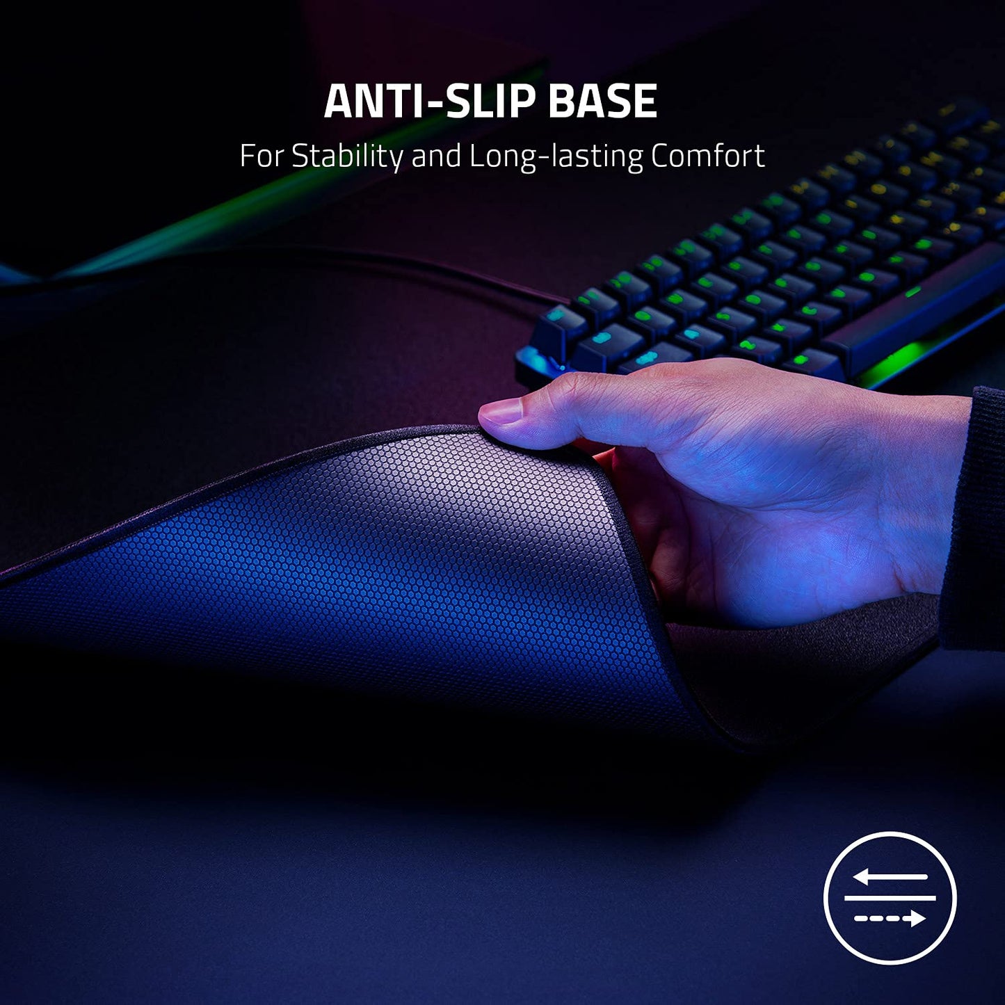 Strider Hybrid Mouse Mat with a Soft Base & Smooth Glide: Firm Gliding Surface - Anti-Slip Base - Rollable & Portable - Anti-Fraying Stitched Edges - Water-Resistant - XXLarge