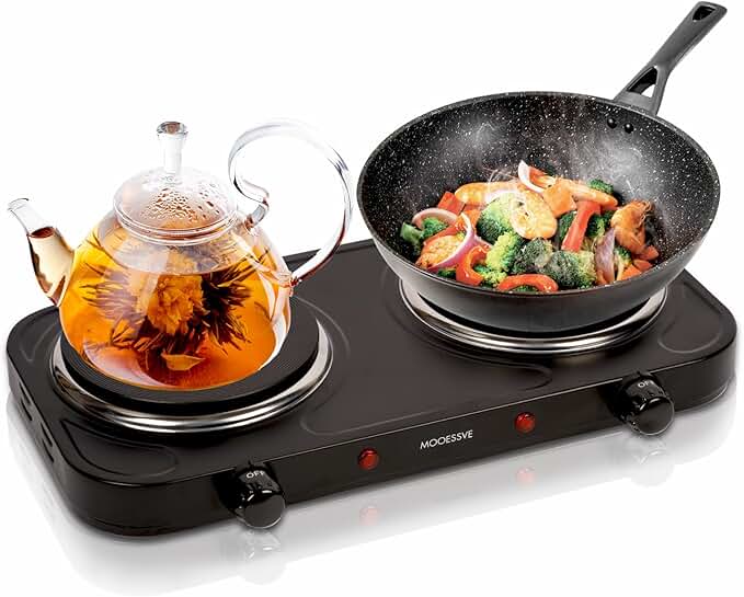 Double Cast Iron Electric Hot Plate with Adjustable Temperature
