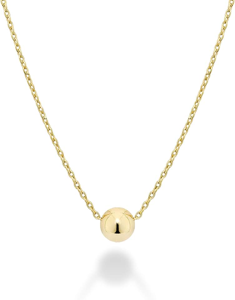 Sterling Silver or Gold Plated 5mm Slide Bead Pendant Necklace