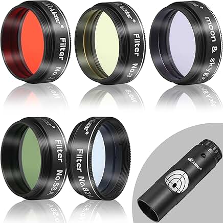 5-Piece 1.25" Telescope Filter Kit with Laser Collimator