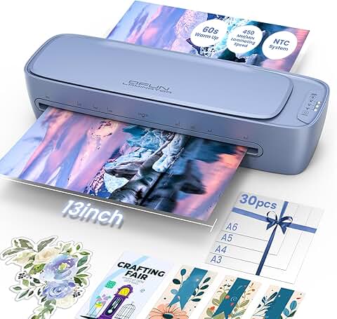 13-Inch Laminator with Sheets for Home and Office