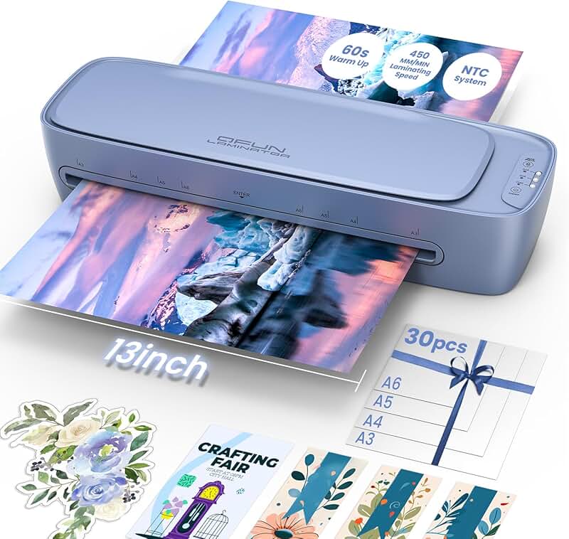 13-Inch Laminator with Sheets for Home and Office