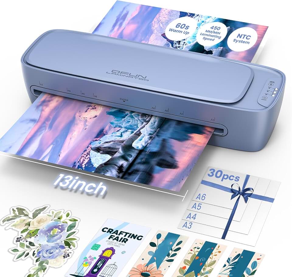 13-Inch Laminator with Sheets for Home and Office