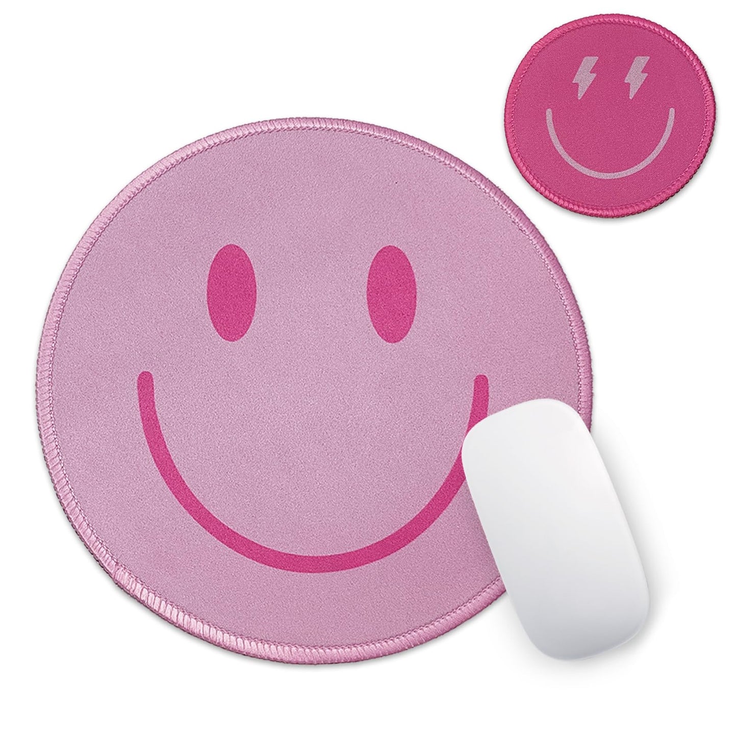 Small round travel mouse pad with smile face design