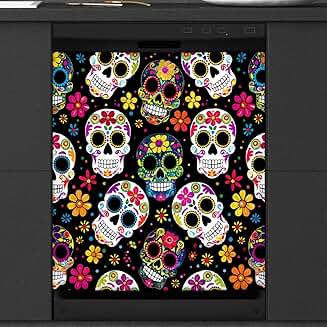 Sugar Skull Day of the Dead Dishwasher Magnet Cover