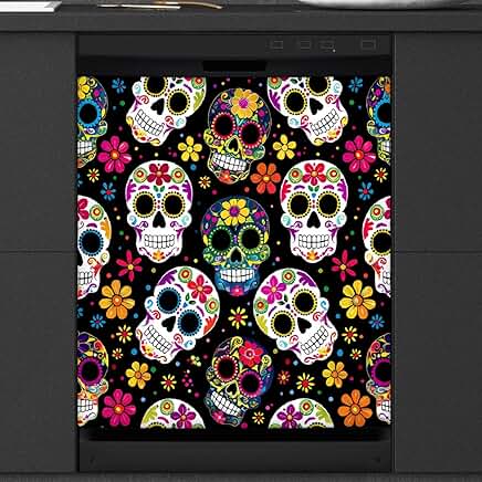 Sugar Skull Day of the Dead Dishwasher Magnet Cover