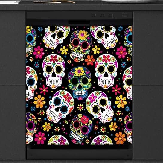 Sugar Skull Day of the Dead Dishwasher Magnet Cover