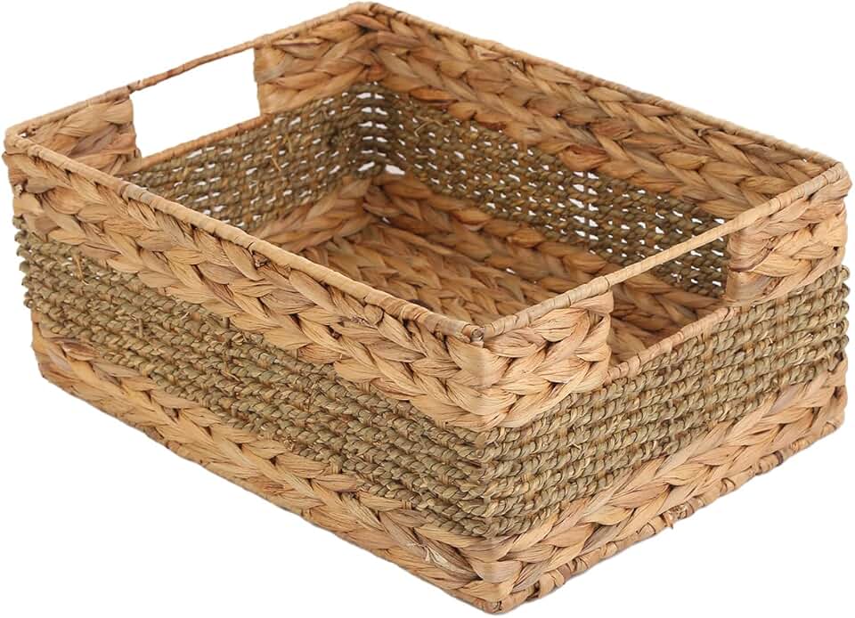 Large Natural Water Hyacinth Storage Basket with Handle