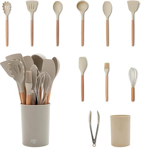 11-Piece Silicone Utensil Set with Crock