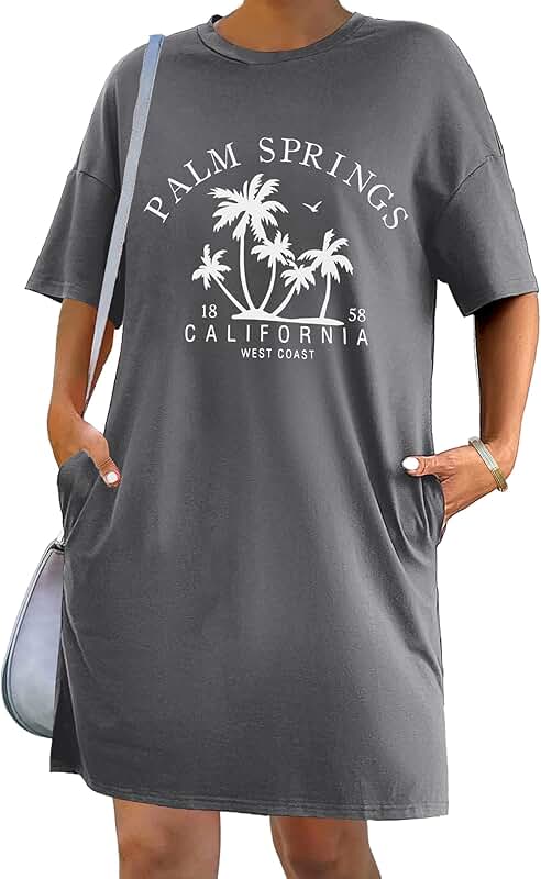 Women's Casual Oversized Graphic T-Shirt Dress