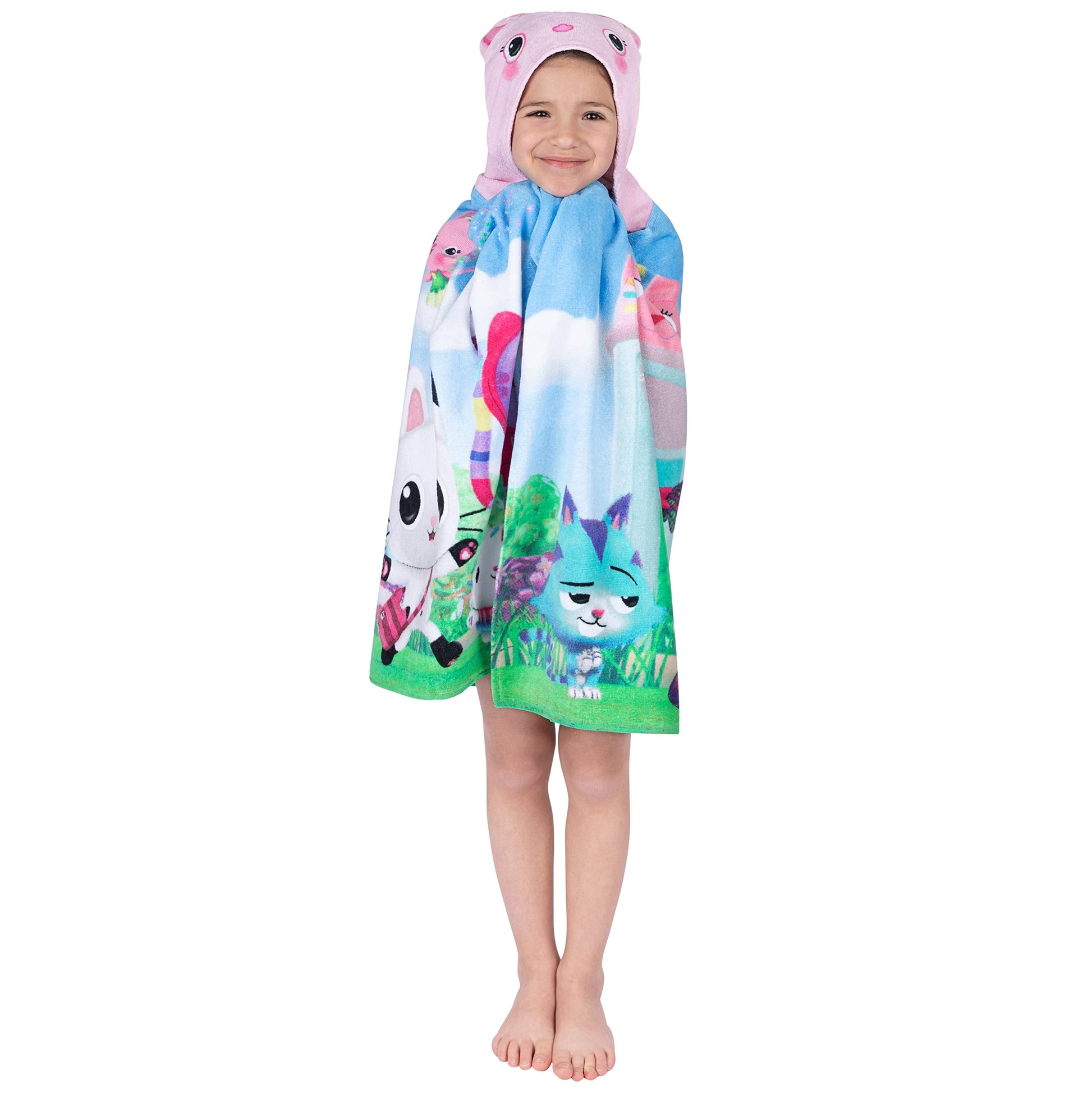 DreamWorks Gabby's Dollhouse Bath/Pool/Beach Soft Cotton Terry Hooded Towel Wrap, 24 in x 50 in, By Kids