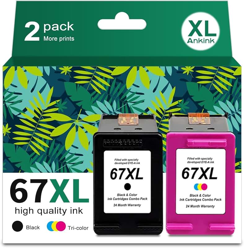 Black and color ink cartridge pack for printers