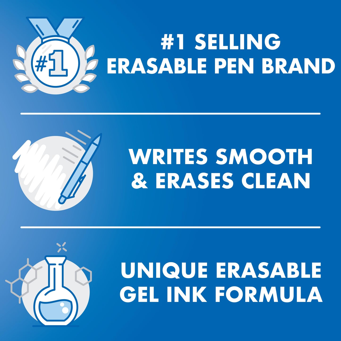 Pack of 12 Black Fine Point Erasable Marker Pens